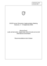 Written recommendations on the fight against terrorism, human rights and humanitarian law