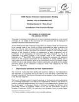 Contribution on the "Council of Europe and the Judicial System"