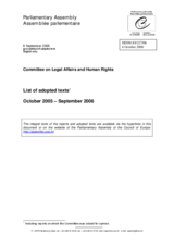 Committee on Legal Affairs and Human Rights - List of adopted texts (October 2005 - September 2006)