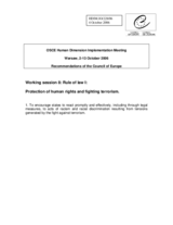 Written recommendations on the protection of human rights and fighting terrorism.