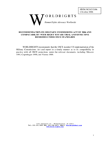 Written recommendations on Military Commissions Act of 2006 and Compatibility with Right to Fair Trial and Effective Remedies under OSCE Standards