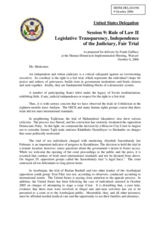 Statement on Legislative Transparency, Independence of the Judiciary and Fair Trial as prepared for delivery by Frank Gaffney