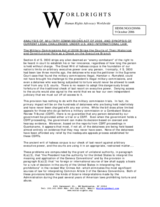 Analysis of Military Commissions Act of 2006 and Synopsis of current Legal Challenges under U.S. and international law