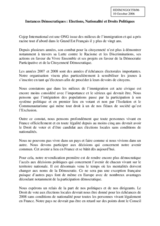 Statement on democratic institutions: Elections, Nationality and Political Rights
