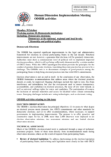 Information on the ODIHR activities in the field of Democratic Institutions
