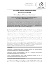 Information on activities of the Council of Europe Democracy Department