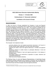 Written contribution on the Congress of Local and Regional Authorities of Europe