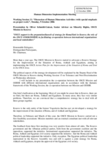 Statement on the role of the OSCE (OMiK/ODIHR) in faciliating co-operation between international organisations and local stakeholders