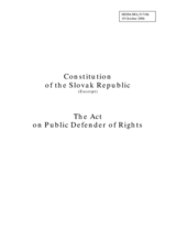 Excerpt from the Constitution of the Slovak Republic "The Act on Public Defender of Rights"