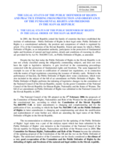 Information on the "Legal status of the Public Defender of Rights and practice finding from protection and observance of the fundamental rights and freedoms in the Slovak Republic"