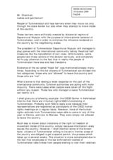 Statement on freedom of movement, assembly and association in Turkmenistan