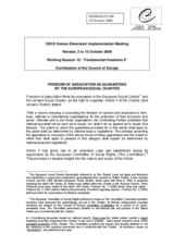 Written contribution on "Freedom fo Association as Guranteed by the European Social Charter"