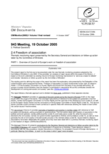 Freedom of Association - Thematic monitoring report. Part I - Overview of Council of Europe's work on freedom of association