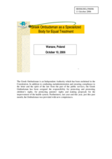 Written contribution "Greek Ombudsman as a Specialized Body for Equal Treatment"
