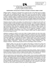 Written contribution "Implementation: the key issue for freedom of thought, conscience, religion or belief"