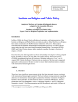 Analysis of the Law on Freedom of Religion in Kosovo Adopted by the Assembly of Kosovo