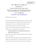 Statement on freedom of thought, conscience, religion or belief in Greece