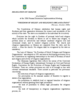 Statement on "Freedom of Belief and Religious Organizations"