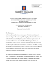 Statement on freedom of religion in Norway