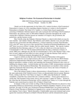 Statement on "Religious Freedom: The Ecumenical Patriarchate in Istanbul"