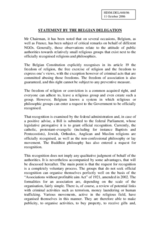 Statement on freedom of religion in Belgium