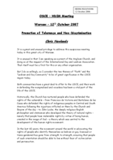 Statement on Promotion of Tolerance and Non-Discrimination