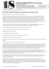 Written contribution on "Central Asia: Religious intolerance in Central Asia"