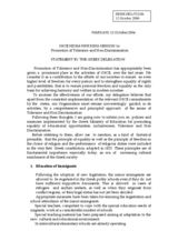 Statement on promotion of tolerance and non-discrimination