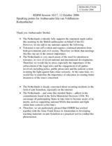 Speaking points by Ambassador Ida van Veldhuizen-Rothenbucher