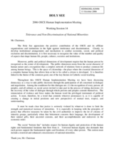 Statement on tolerance and non-discrimination of National Minorities