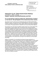 Statement on national minorities / Romanies and Sinti