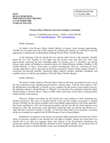 Statement on the problems affecting Western Thrace Turkish Minority