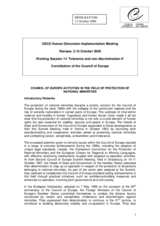 Written contribution "Council of Europe activities in the field of protection of national minorities"