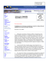 Written contribution "Estabilishment of a European remembrance centre for victims of forced population movements and ethnic cleansing"