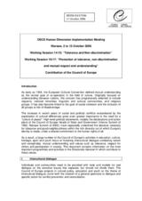 Written contribution "Tolerance and Non-discrimination"