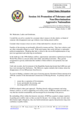 Statement on agressive nationalism