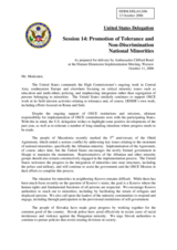 Statement on National Minorities as prepared for delivery by Ambassador Clifford Bond