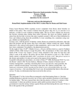 Written contribution "Questions for the session 15"