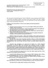 Written statement "New tendencies in the state of Evangelical churches in Russia"