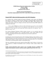 Written contribution "Questions for the session 15"