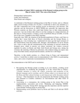 Statement "Intervention of Saimir MILE, moderator of the Romani working group on the Plan of Action, NGO "The voice of the Rroms"