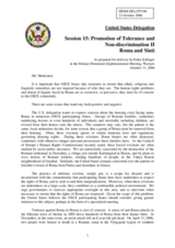 Statement on Roma and Sinti as prepared for delivery by Erika Schlager