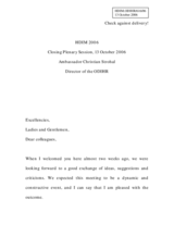 Closing statement by Ambassador Christian Strohal, ODIHR Director