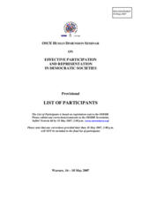 Provisional List of Participants