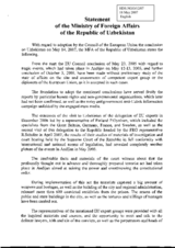 Statement of the Ministery of Foregin Affaris of the Repbulic of Uzbekistan on adoption of the EU Council the conclusion on Uzbekistan.
