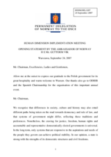 Opening Statement by the Ambassador Guttorm Vik