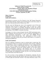 Opening Address by Witold Waszczykowski, Under-Secretary of State at the Ministry of Foreign Affairs, Poland