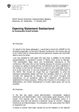 Opening statement by Ambassador Rudolf Schaller