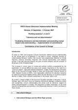 Written contribution on "Combating intolerance and discrimination and promoting mutual respect and understanding - implementation of commitments"