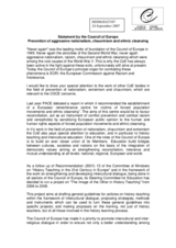 Statement on prevention of aggressive nationalism, chauvinism and ethnic cleansing